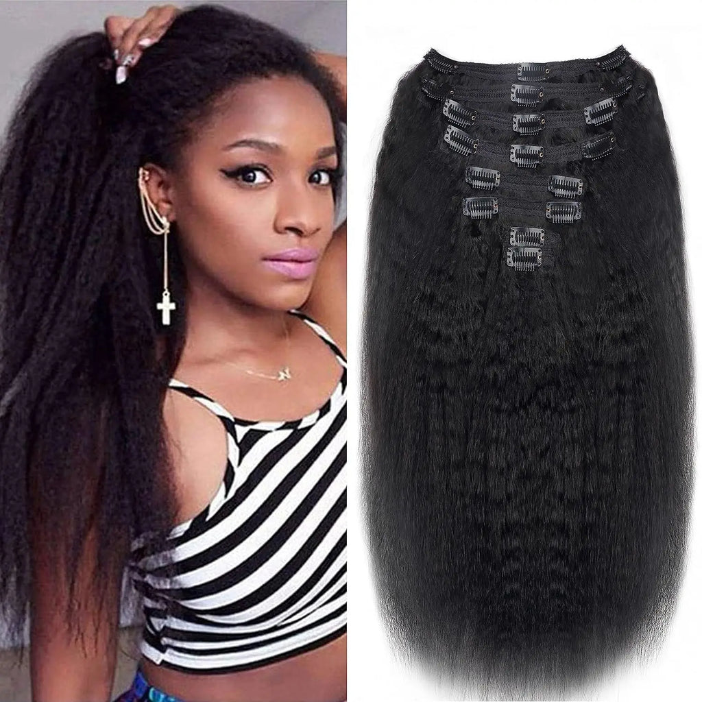 Beautae Kinky Straight Clip-In Hair Extensions