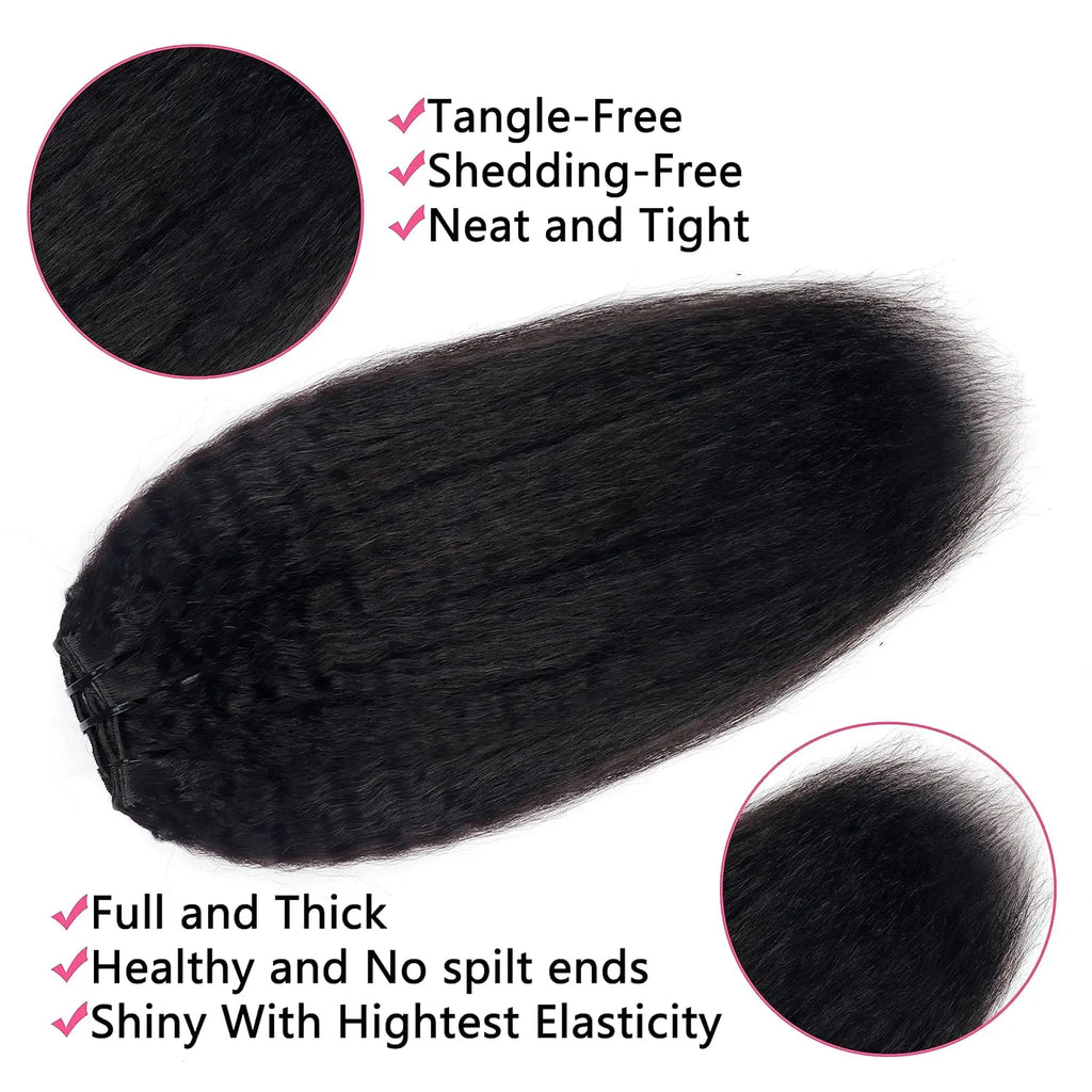 Beautae Kinky Straight Clip-In Hair Extensions