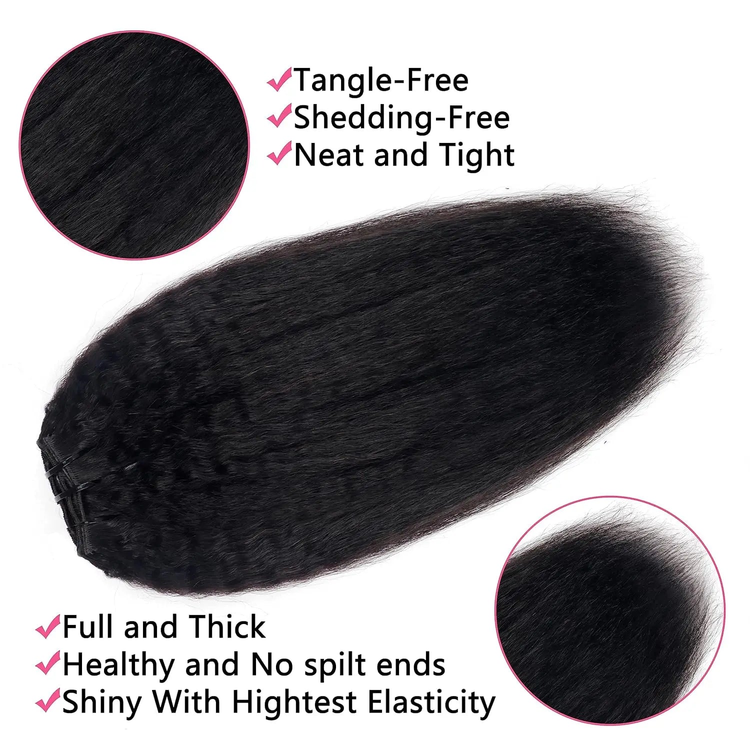 Beautae Kinky Straight Clip-In Hair Extensions