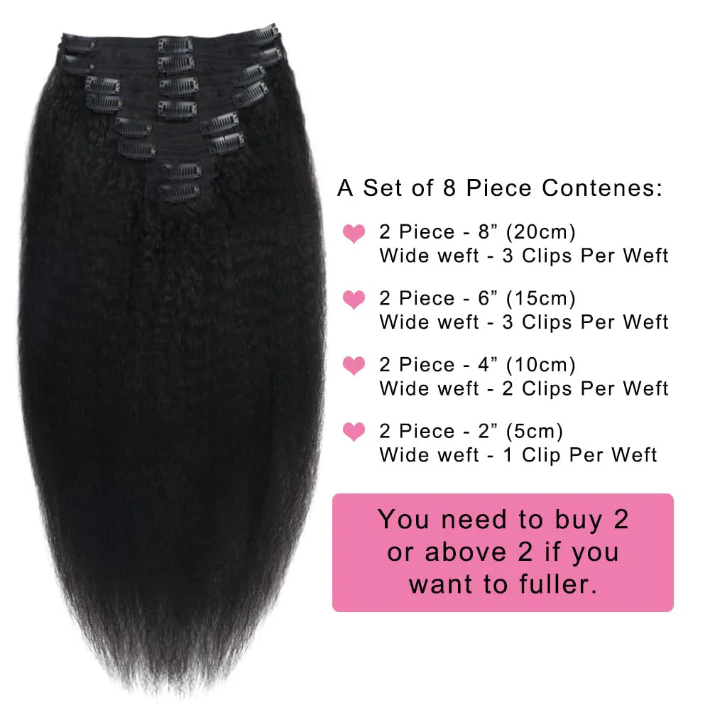 Beautae Kinky Straight Clip-In Hair Extensions